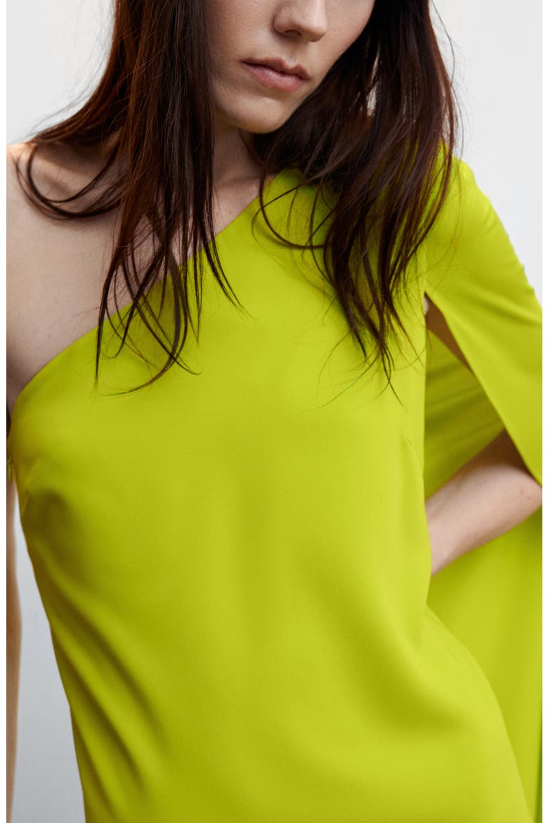 One-Shoulder Cape Sleeve Minidress, Alternate, color, BRIGHT YELLOW