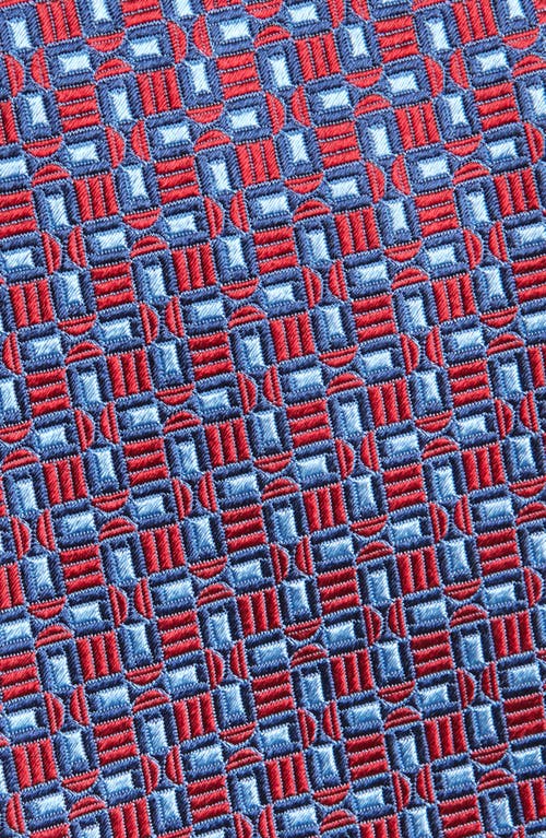 Brioni Geometric Pattern Silk Tie In Blue/red
