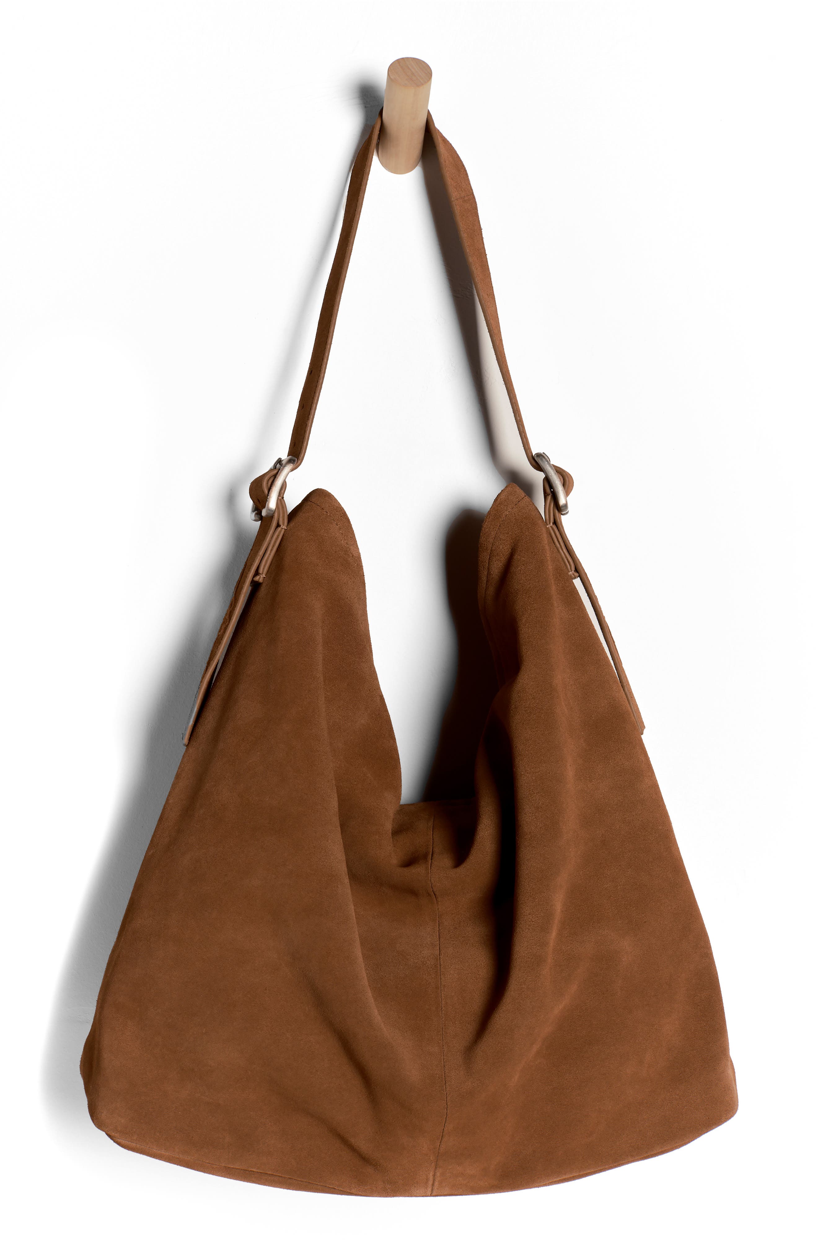 Free People WTF Honor Suede Hobo Bag, Main, color, Saddle