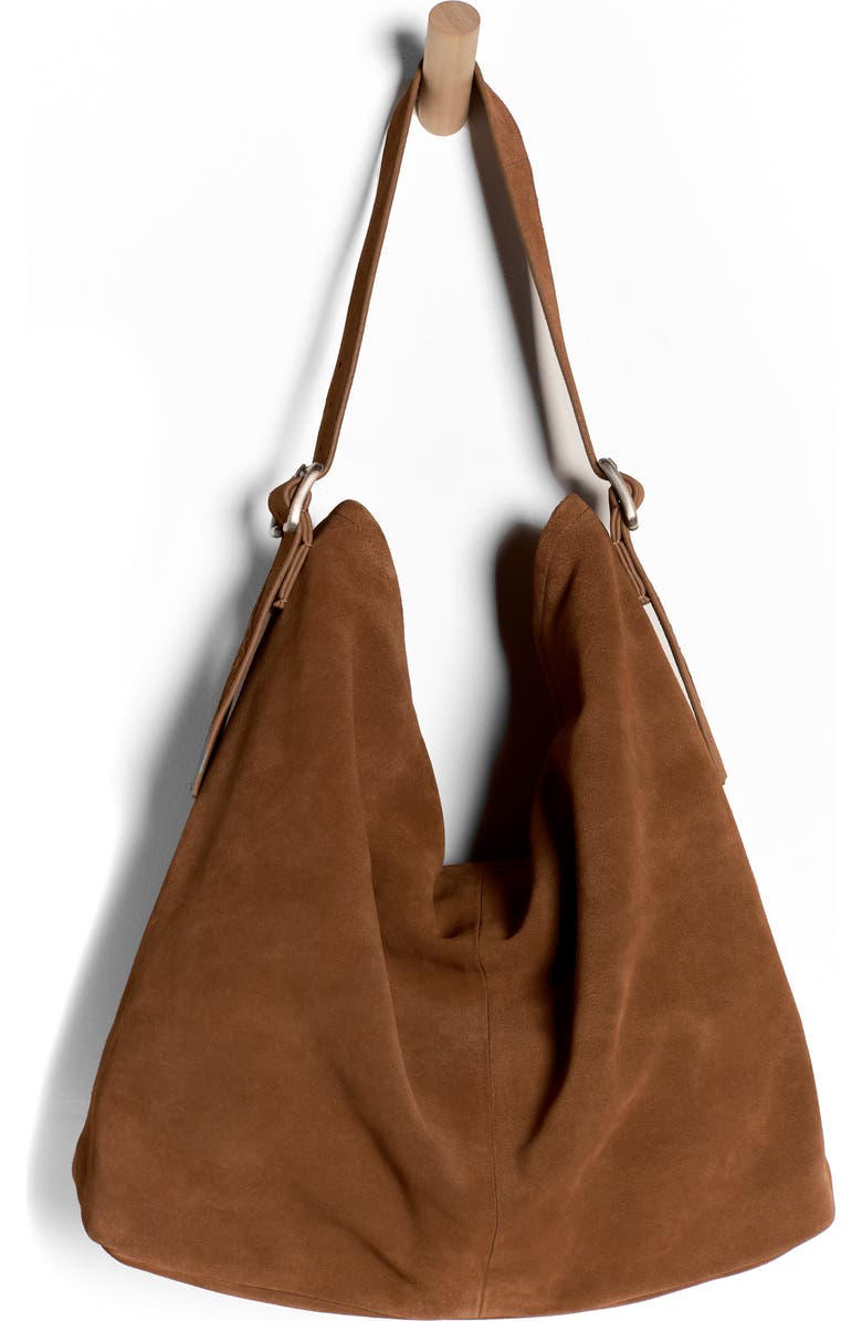 Free People WTF Honor Suede Hobo Bag, Main, color, Saddle