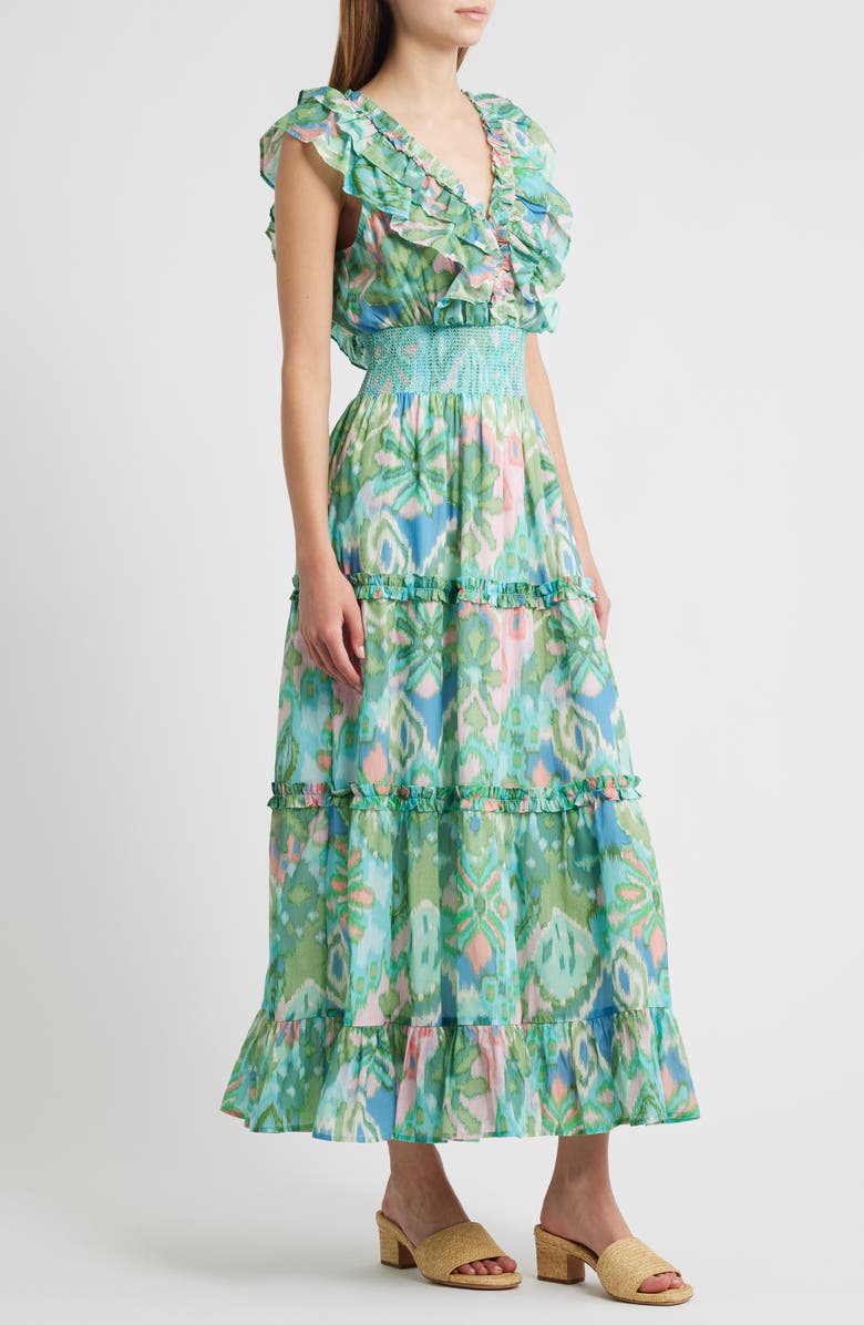 LOVE THE LABEL Azalea Tiered Maxi Sundress, Alternate, color, Symphonic Ikat Bermuda