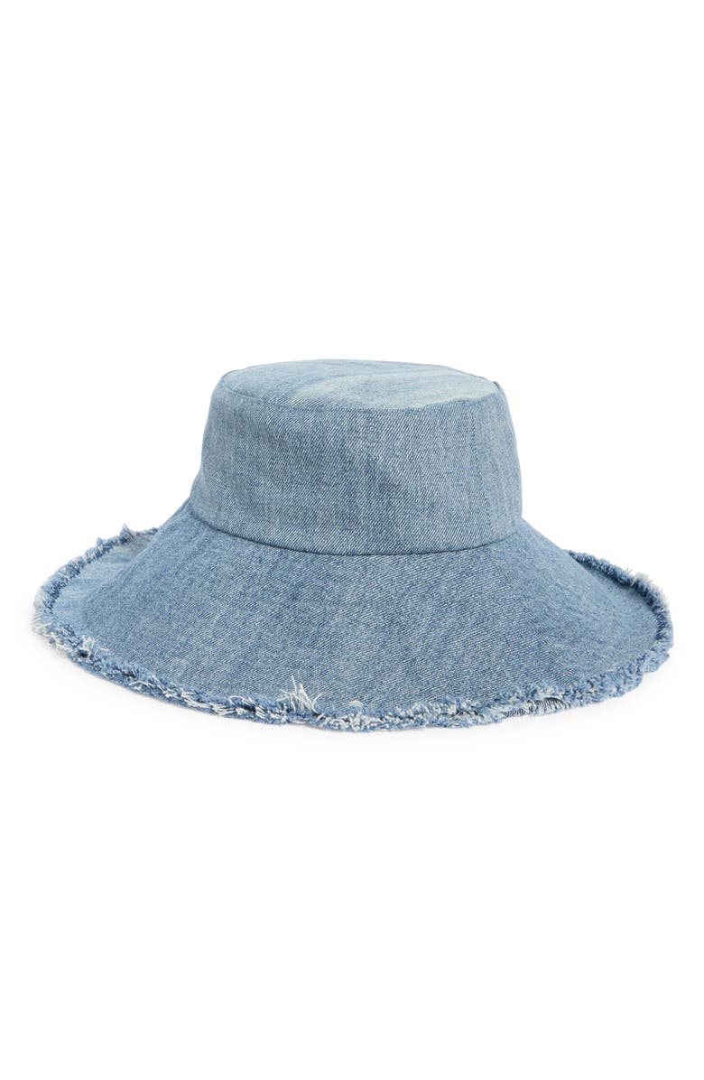 Treasure & Bond Fray Edge Denim Bucket Hat, Main, color, Denim