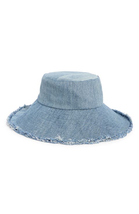 Fray Edge Denim Bucket Hat
