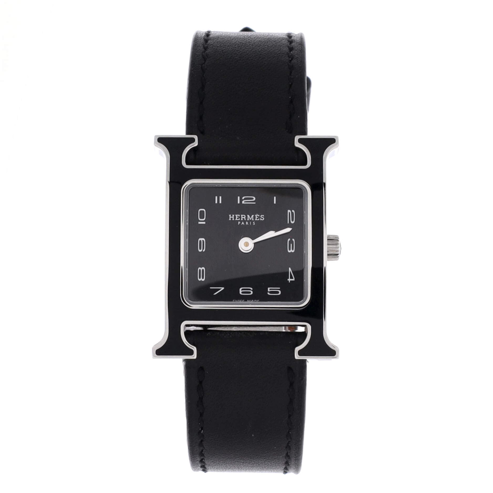 Heure H Quartz Watch Stainless Steel and Leather 21, Main, color, Black