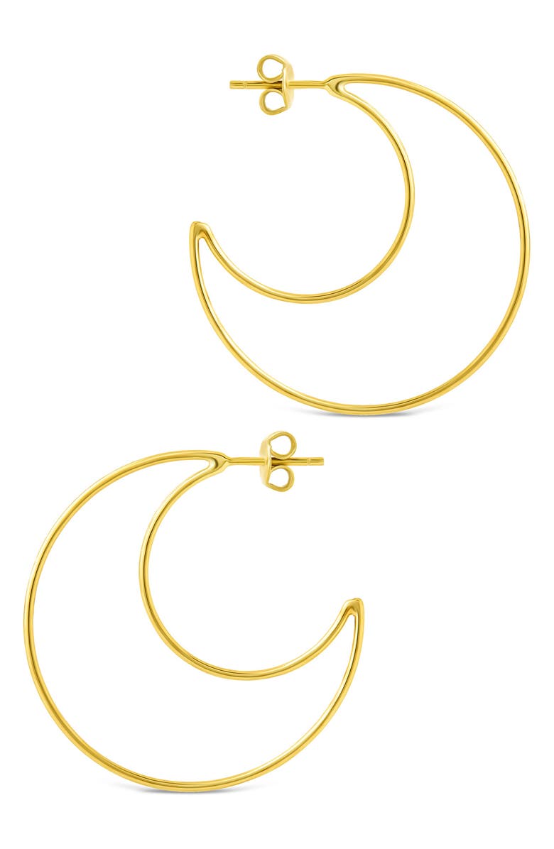 Sterling Forever Laura Crescent Hoop Earrings, Alternate, color, Gold