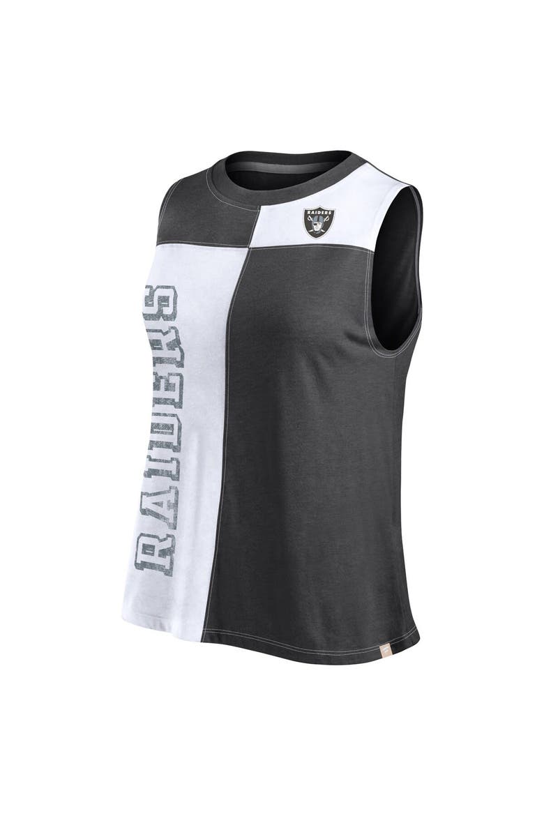 Women's Fanatics Branded Black/White Las Vegas Raiders Script Color Block Tank Top, Alternate, color, Black