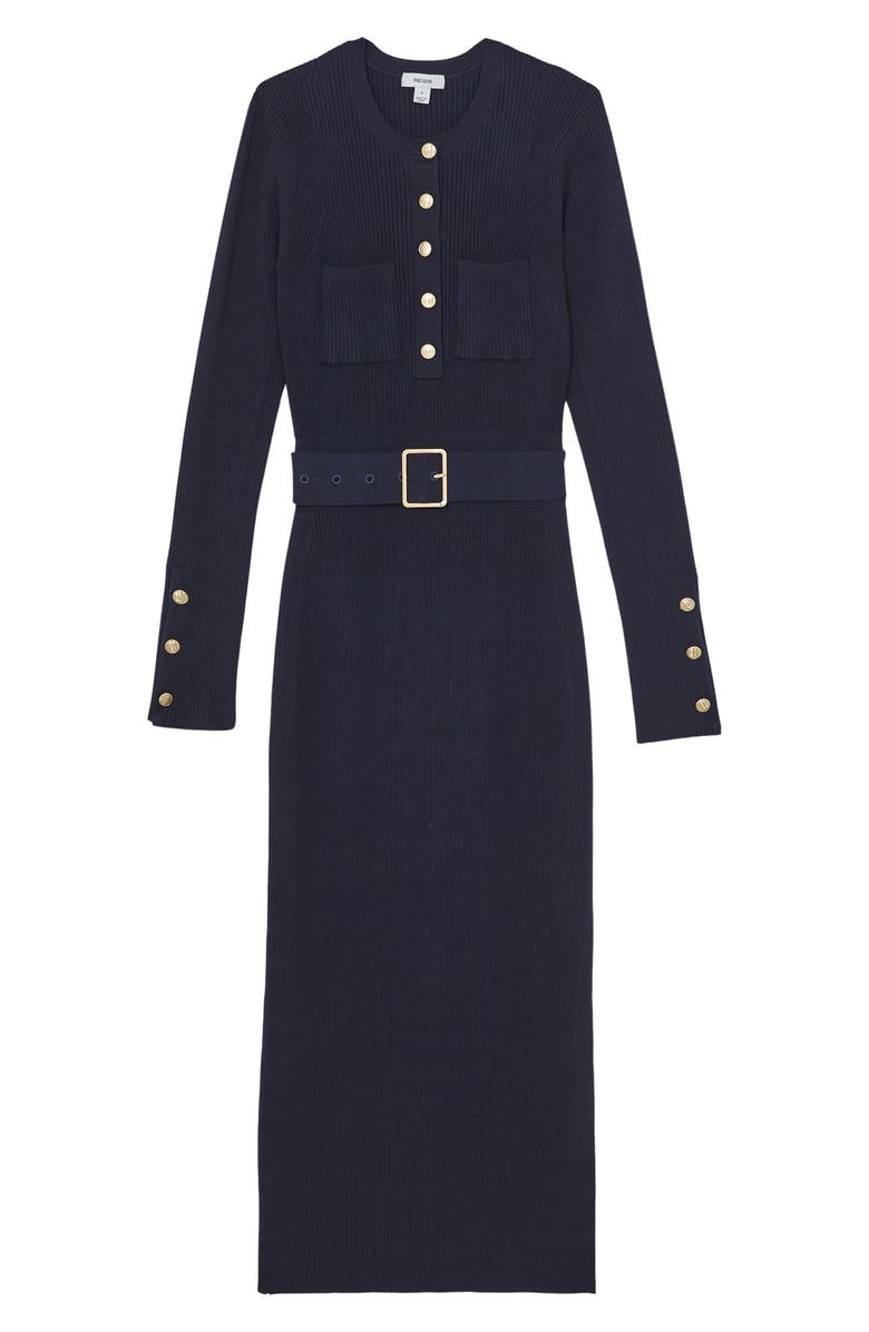 Reiss Willa Belted Long Sleeve Maxi Dress, Alternate, color, Navy