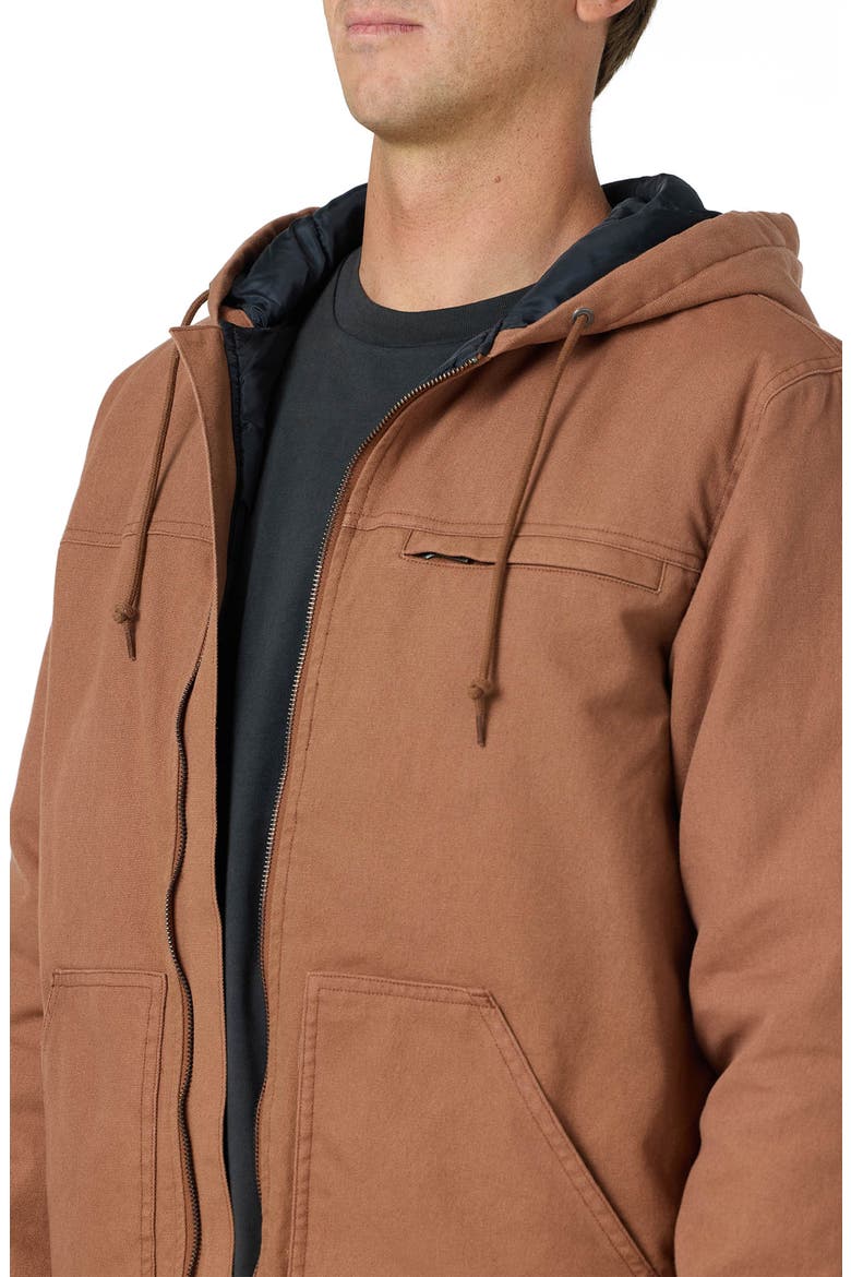 Workwear Hooded Cotton Jacket, Alternate, color, CAROB BROWN