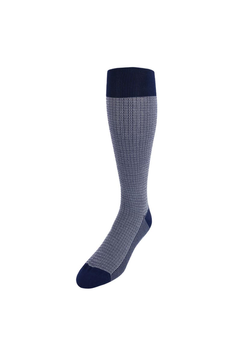 Bernard Chain Link Over The Calf Mercerized Cotton Socks, Main, color, Navy Blue