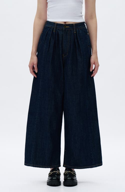 Bayeas Pleated Super High Waist Ankle Wide Leg Jeans In Blue