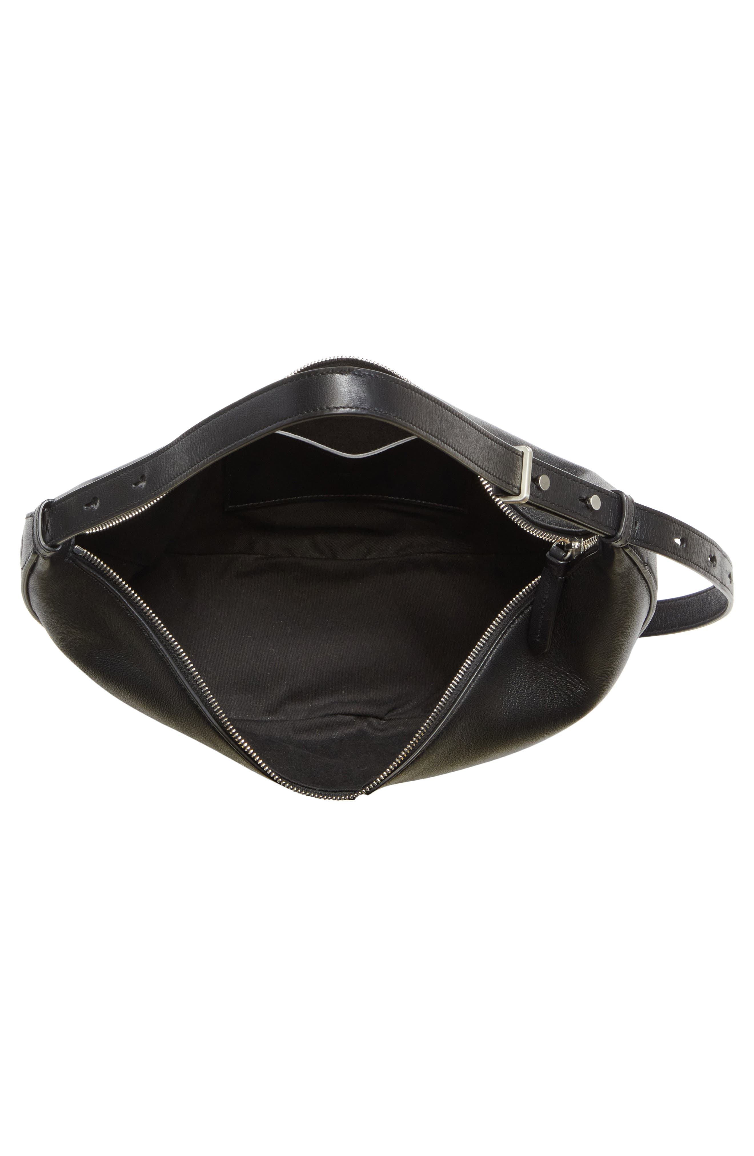 Proenza Schouler Slide Leather Hobo Bag, Alternate, color, Black