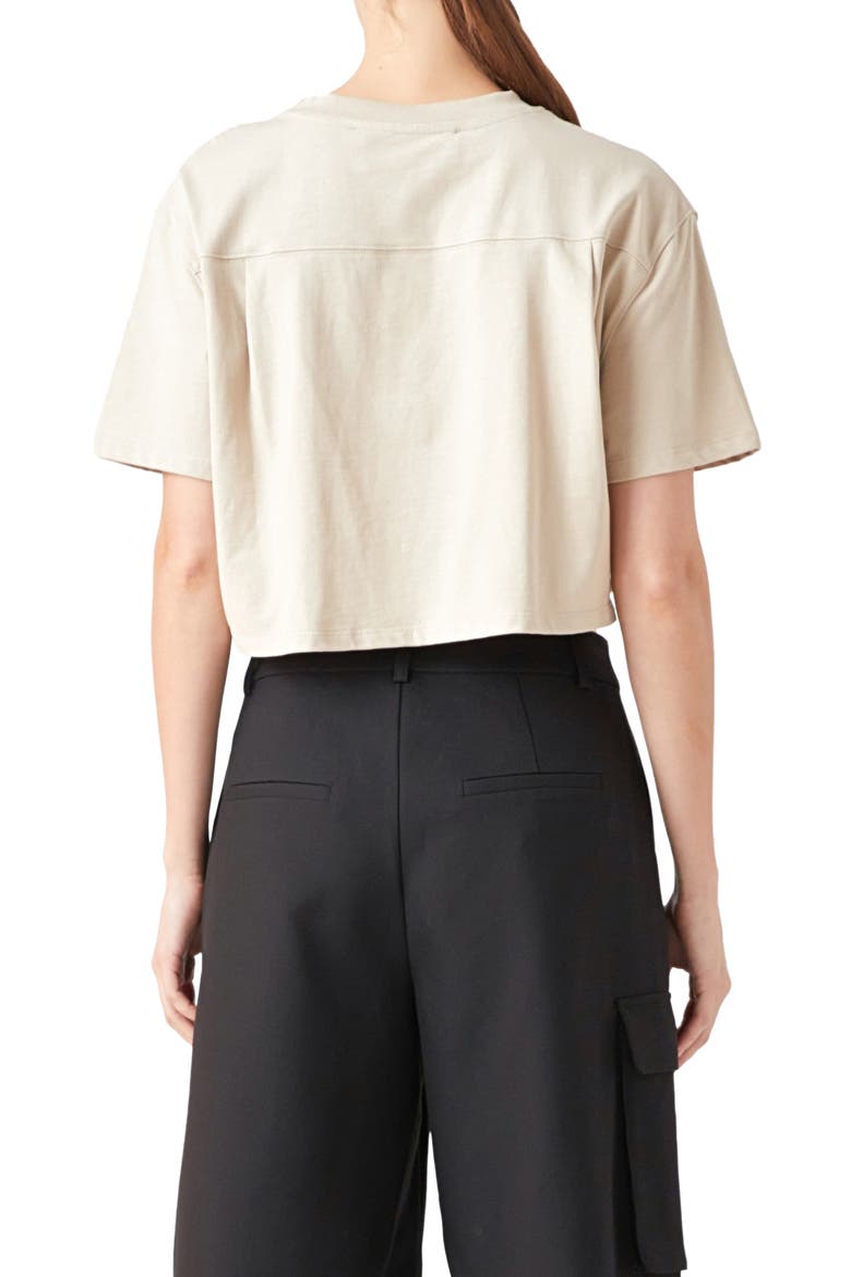 Bubble Hem Crop Top, Alternate, color, BEIGE