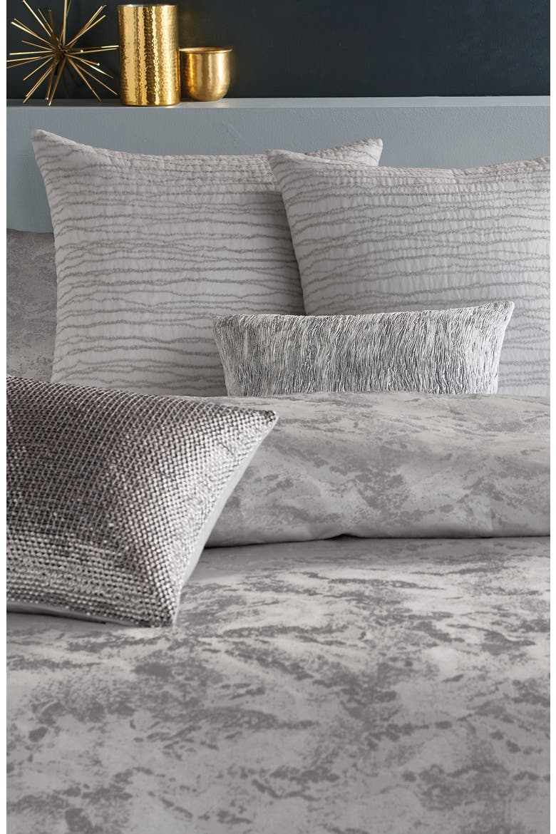 Luna Metallic Jacquard Duvet, Alternate, color, PLATINUM