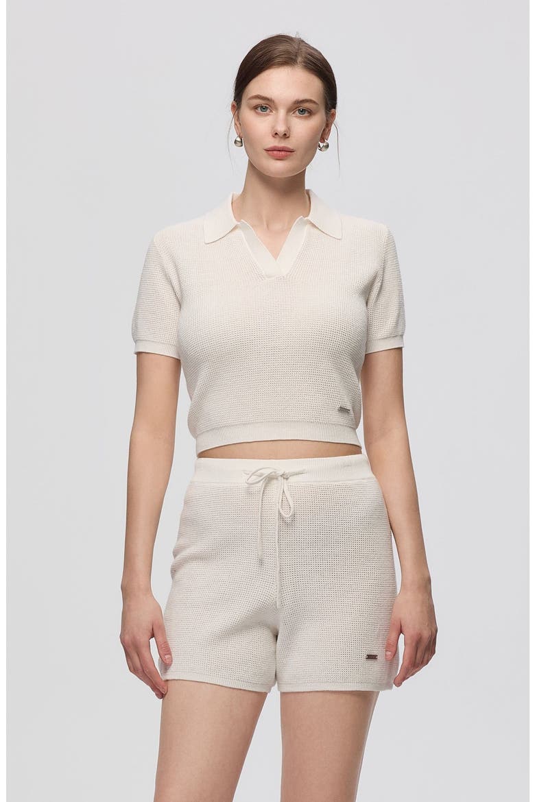 Noa Open Knit Shorts, Alternate, color, White