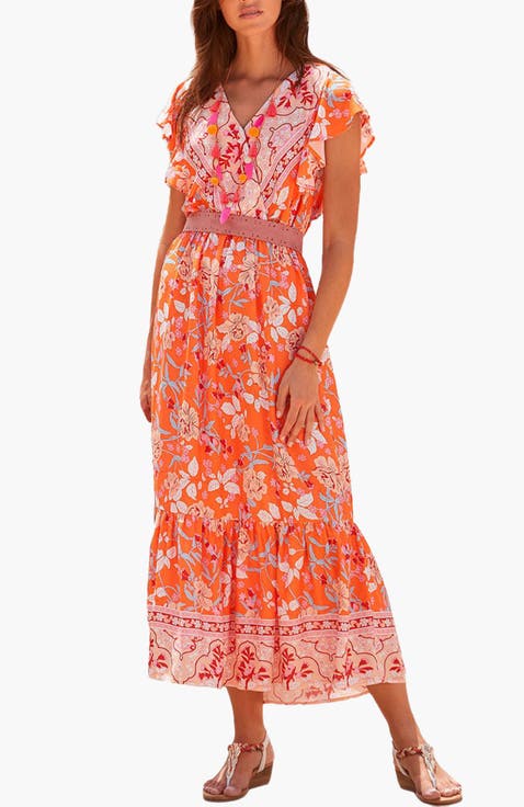 Women's Floral V-Neck Maxi Dress