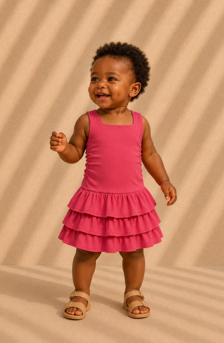 Habitual Kids Ruched Tiered Dress with Bloomers, Alternate, color, Pink