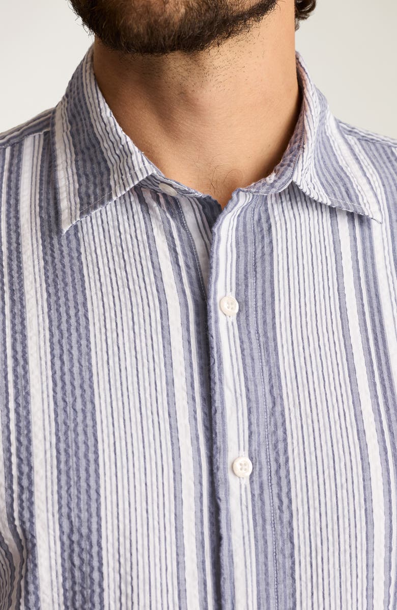 Bonobos Riviera Slim Fit Stripe Short Sleeve Seersucker Button-Up Shirt, Alternate, color, Amonte Stripe C9