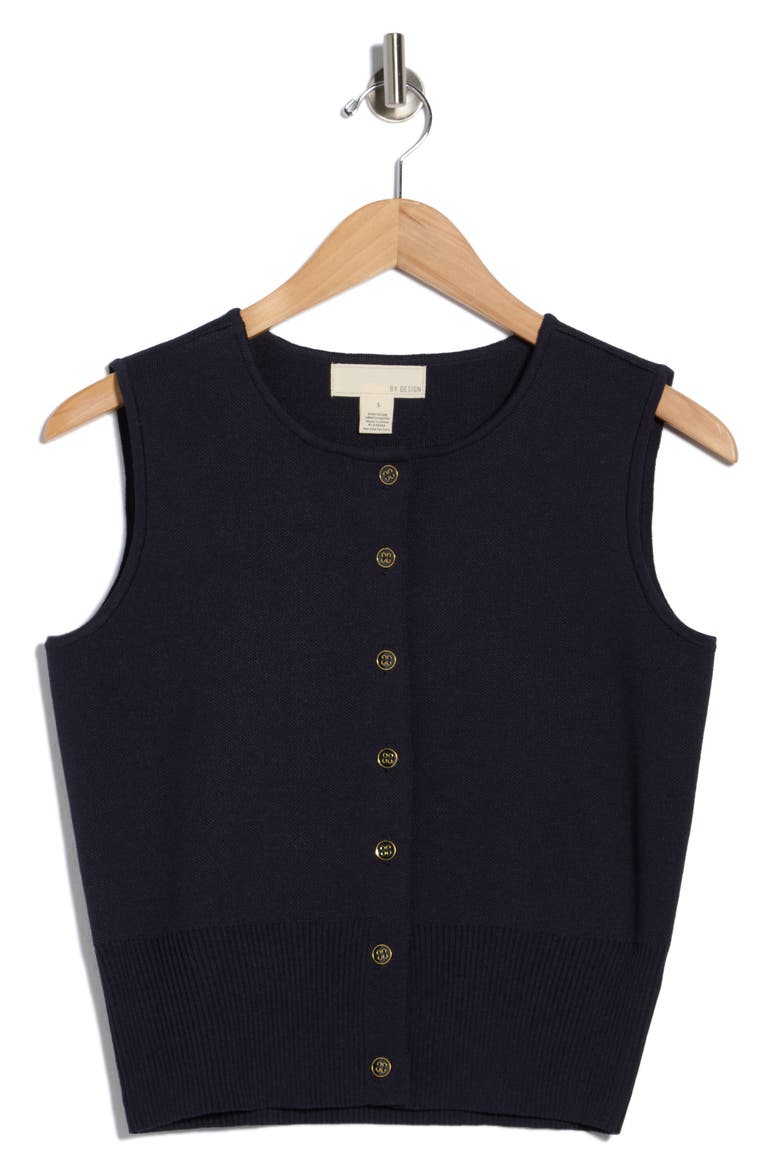 Julianna Button Front Sweater Vest, Alternate, color, NAVY BLAZER