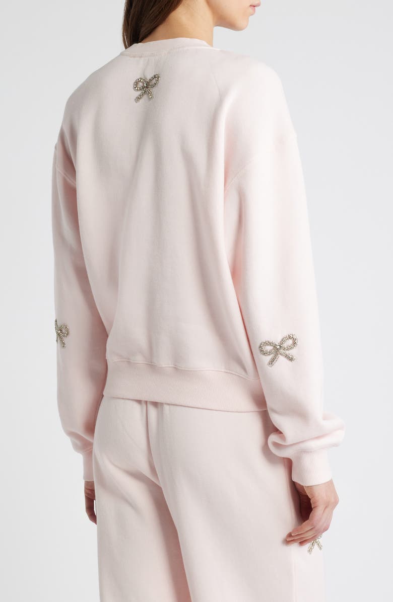 LoveShackFancy Amiyla Crystal Bow Sweatshirt, Alternate, color, 