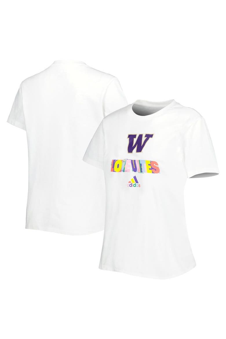 Women's adidas White Washington Huskies Fresh Pride T-Shirt, Main, color, White