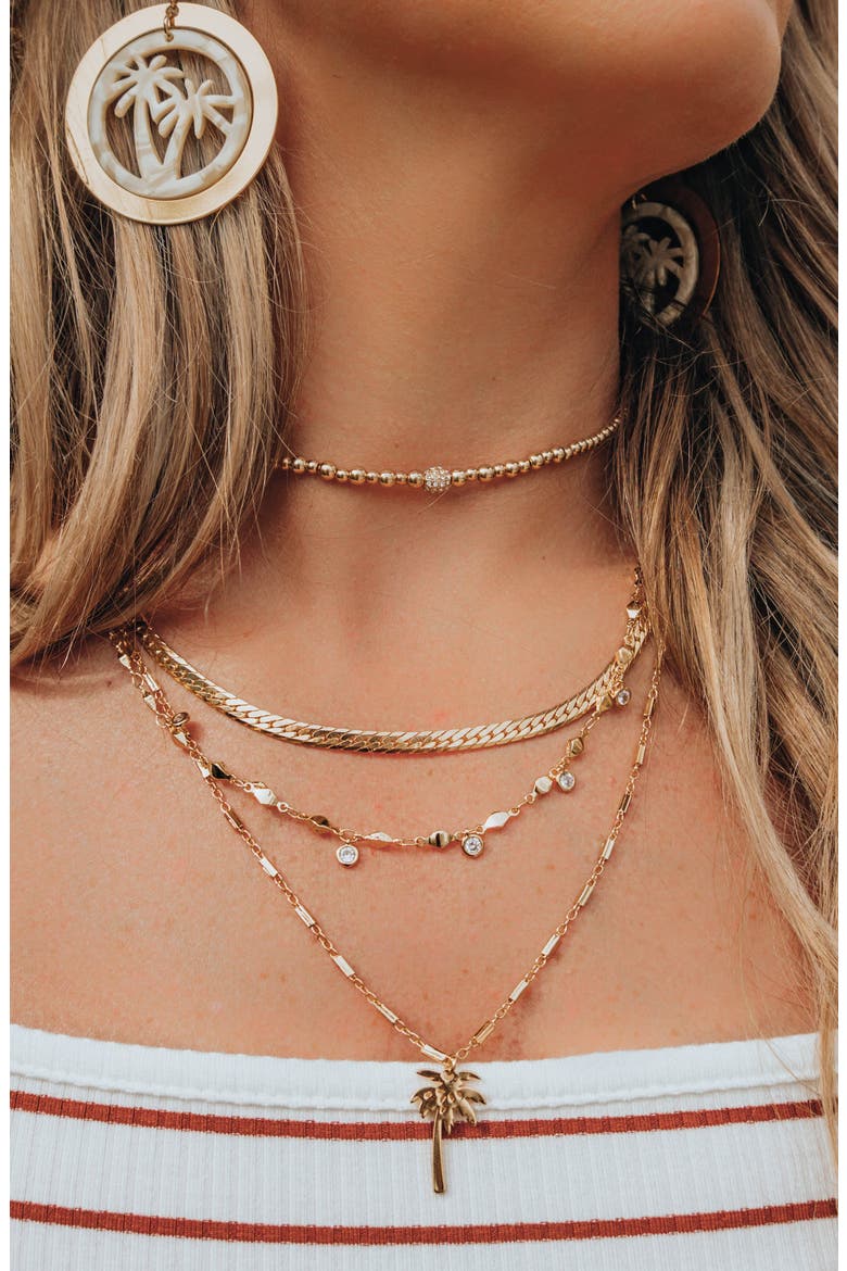Palm Pendant Multistrand Necklace, Alternate, color, GOLD