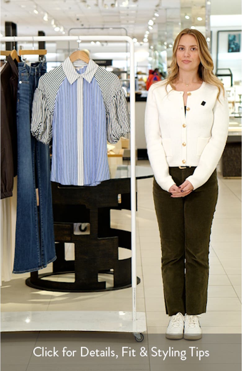 Flor Colorblock Stripe Puff Sleeve Top, sales video thumbnail