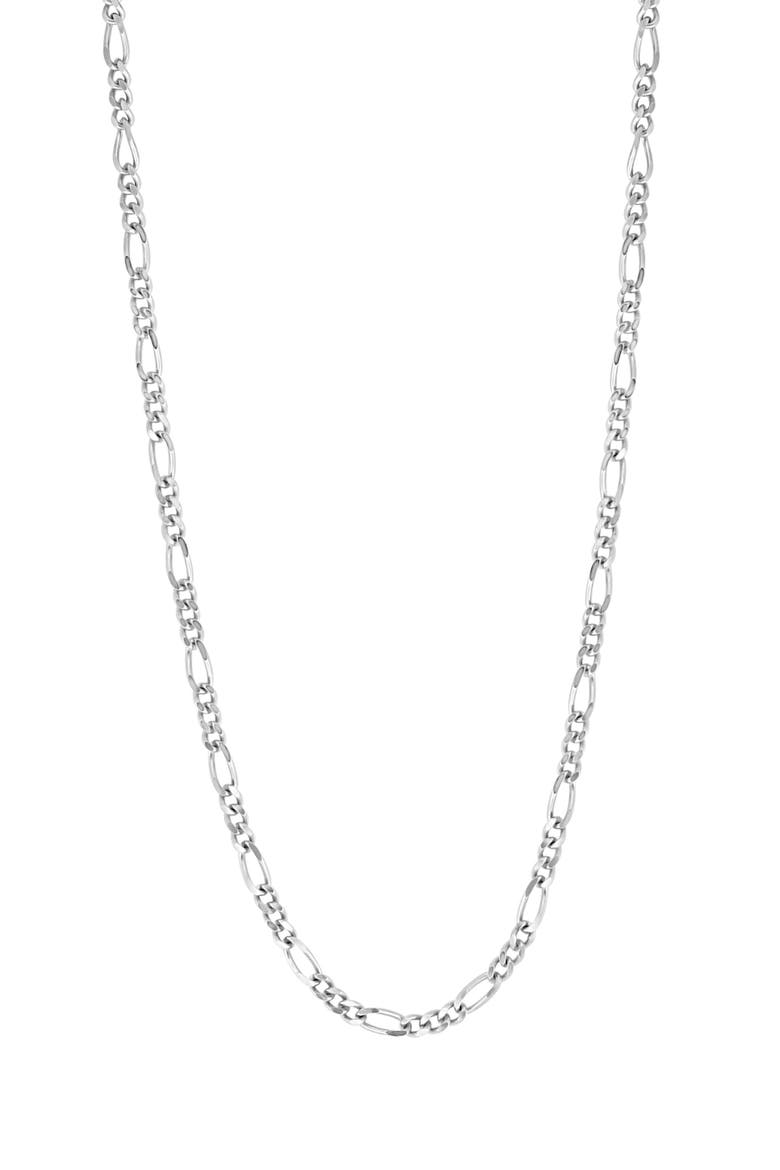 Sterling Silver 22" Figaro Chain Necklace, Main, color, WHITE