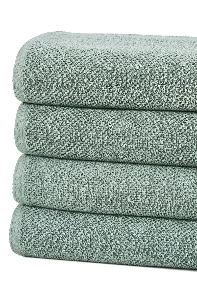 Woven & Weft Cotton 4-Pack Textured Bath Towel Set, Alternate, color, Eucalyptus
