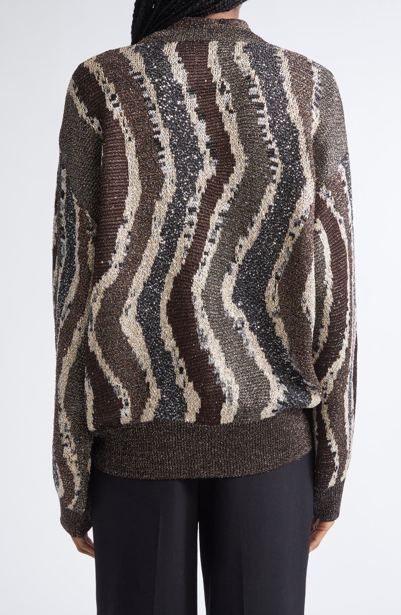 Missoni Stripe Metallic Cardigan, Alternate, color, Brown Tones Stripes