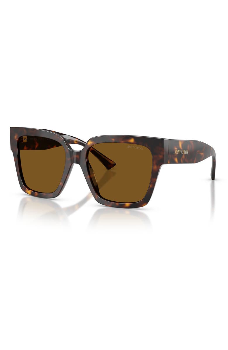 Jimmy Choo 54mm Polarized Square Sunglasses, Alternate, color, Havana / Polar Brown