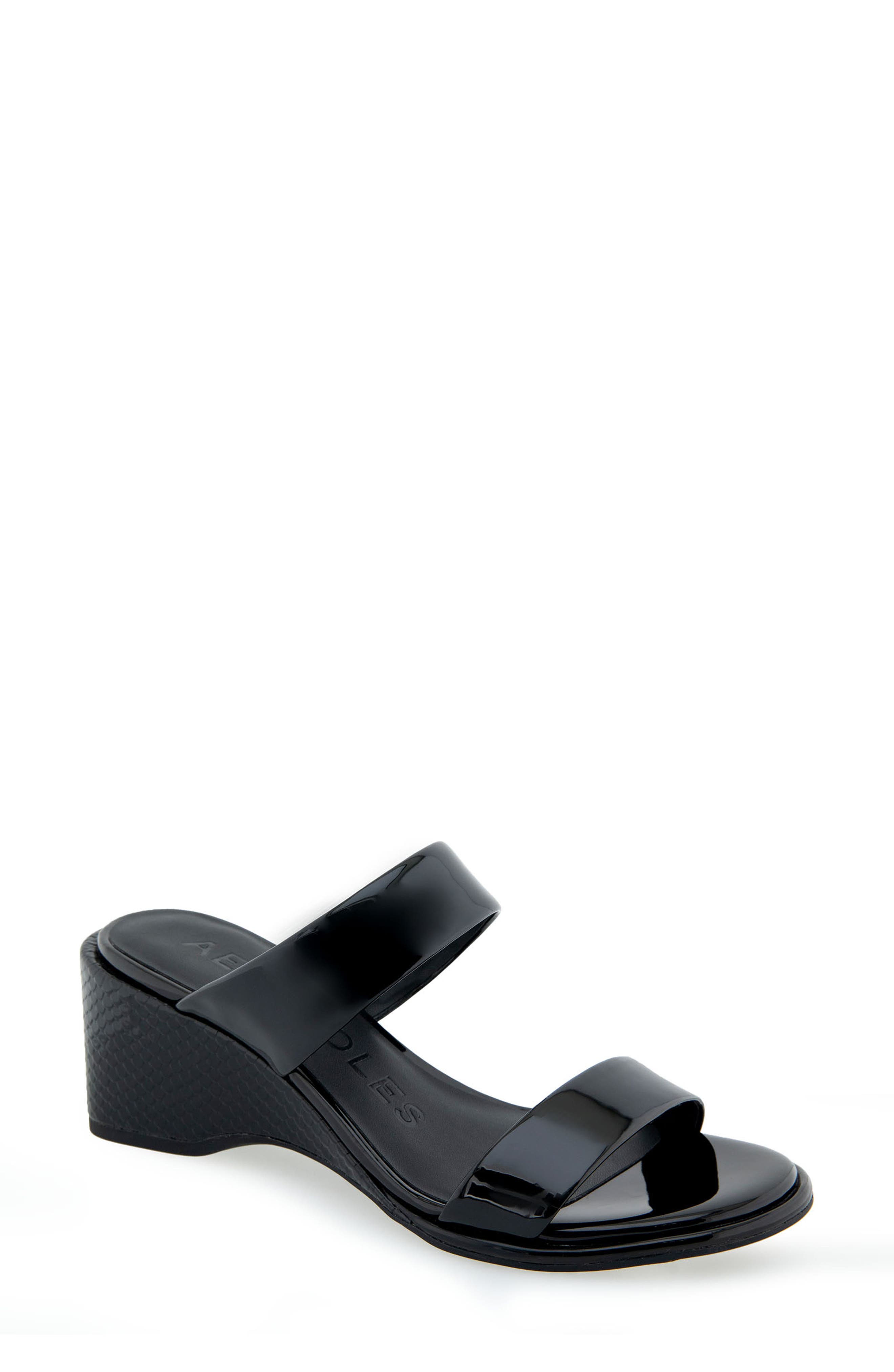 Norine Snake Embossed Sandal, Main, color, BLACK PATENT PU