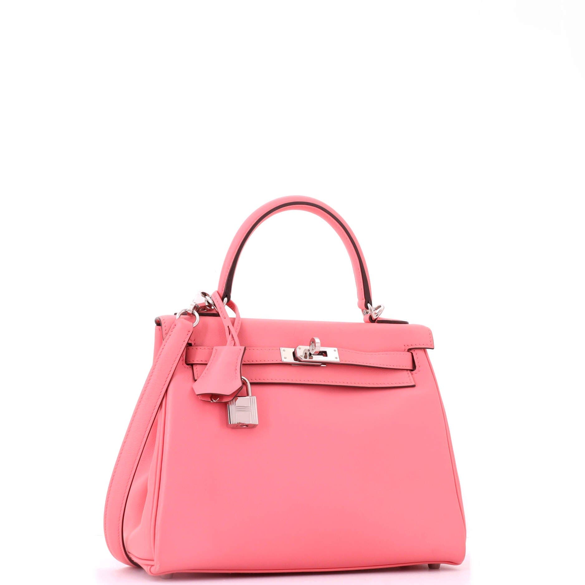 Pre-Owned Hermes Kelly Handbag Pink Swift with Palladium Hardware 25, Alternate, color, Rose D'ete