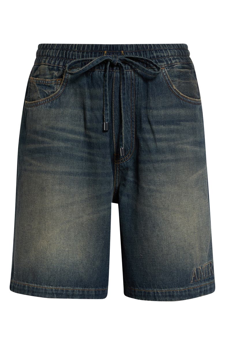AMIRI 3D Logo Drawstring Denim Shorts, Main, color, Sandstone