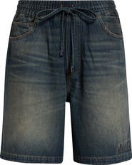 AMIRI 3D Logo Drawstring Denim Shorts