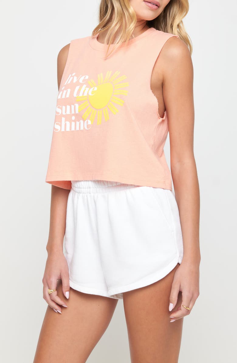 Spiritual Gangster Sun Shine Callie Crop Cotton Muscle Tee, Alternate, color, 