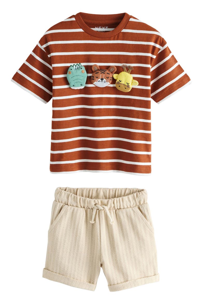 Kids' Safari Graphic T-Shirt & Shorts Set, Main, color, BROWN