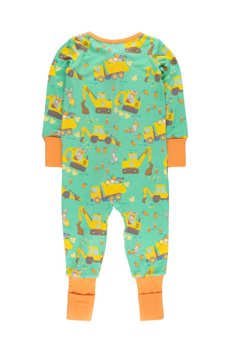 RuffleButts Gender Inclusive SoftSnooze Baby Convertible One Piece Pajama, Alternate, color, Bunny Builders