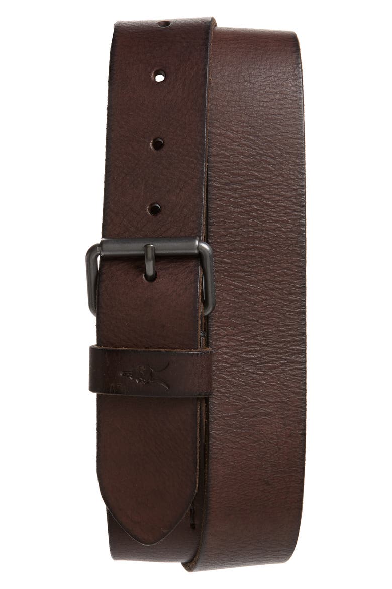 Leather Belt, Main, color, BITTER BROWN/ DARK GUNMETAL
