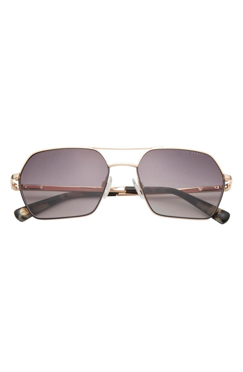 Ted Baker London 56mm Geometric Sunglasses, Main, color, Gold