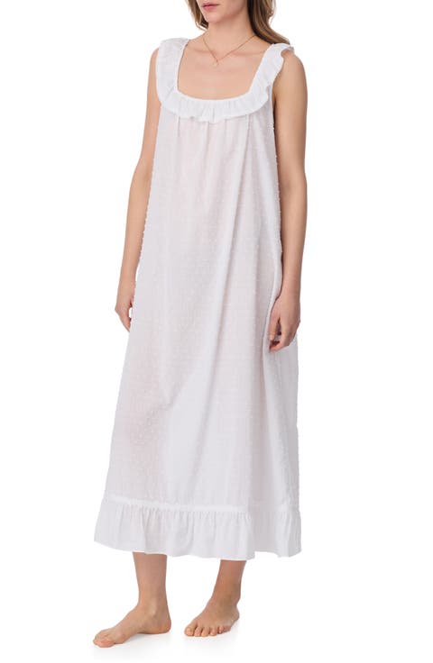 Lace Trim Swiss Dot Nightgown