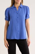 Adrianna Papell Puff Sleeve Button-Up Top