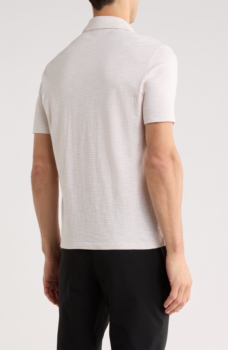 Vince Stripe Cotton Slub Polo, Alternate, color, Sand/ Optic White