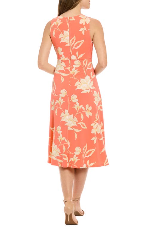 London Times Sleeveless Keyhole Midi Dress In Orange Tpe