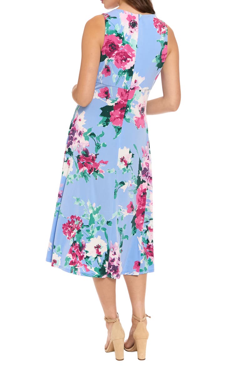 Floral Keyhole A-Line Midi Dress, Alternate, color, SKY/ PINK