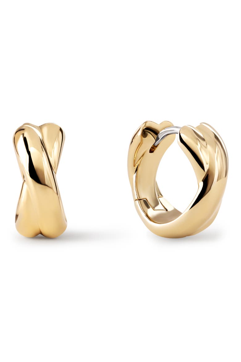 Violet Huggie Hoop Earrings, Main, color, GOLD