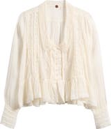 Free People Elodie Lace Trim Ruffle Hem Shirt