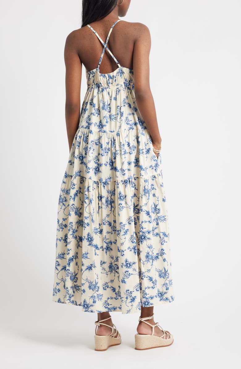 Treasure & Bond Floral Tiered Cotton Maxi Sundress, Alternate, color, Ivory- Blue Bloom Toile