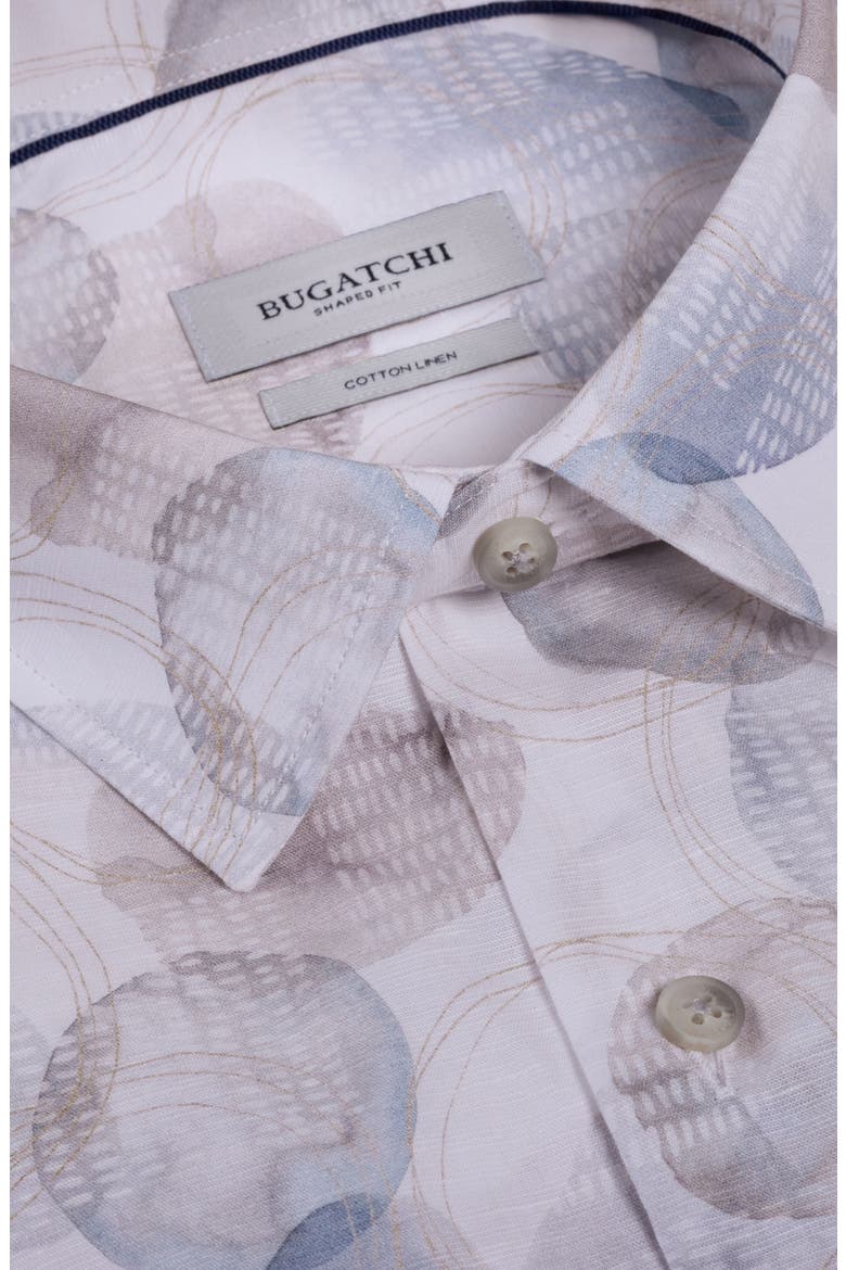 Vero Shaped Fit Abstract Print Short Sleeve Button-Up Shirt, Alternate, color, PLATINUM