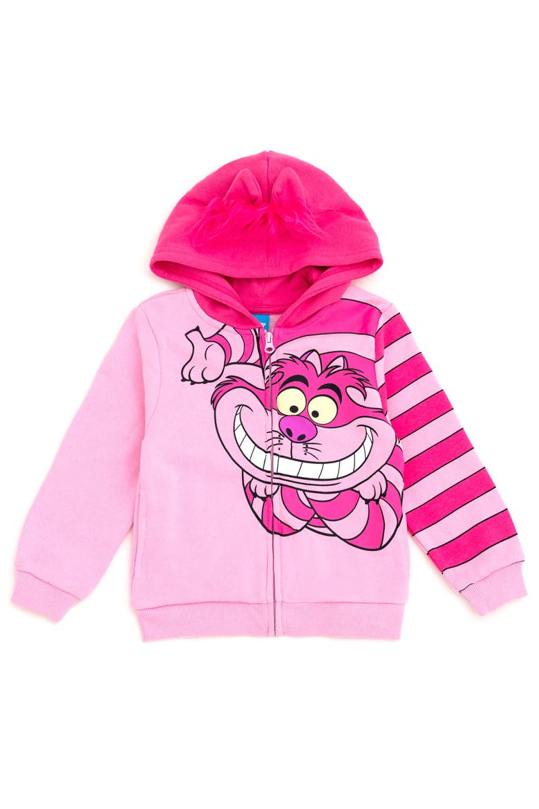 Alice in Wonderland Cheshire Cat Fleece Zip-Up Hoodie, Main, color, Cheshire Cat Pink