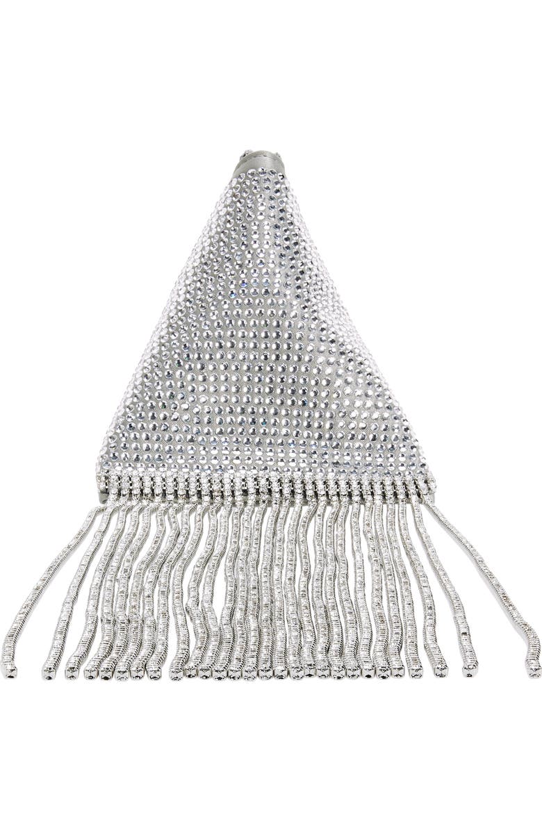 Stella McCartney Crystal Fringe Satin Triangle Pouch, Alternate, color,